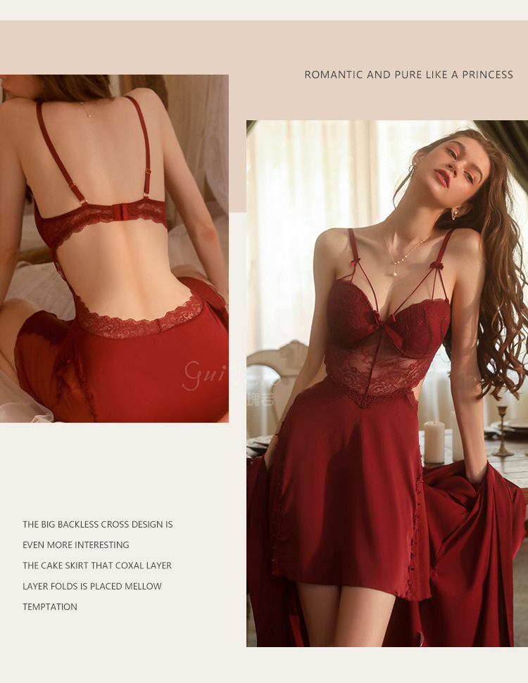 Sexy Lingerie Hot Dress Backless Lace Sleepwear For Woman